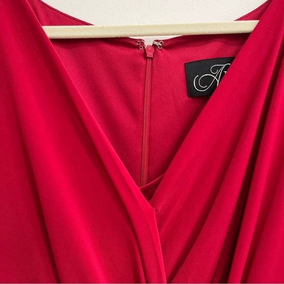 Alex Evenings Women's Red Long Knot Front Dress with Embellished Short Sleeve 18 - Picture 8 of 11